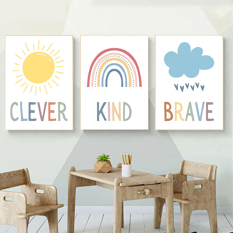 Kids Education Nursery - Lindo cuadro artístico en lienzo con
