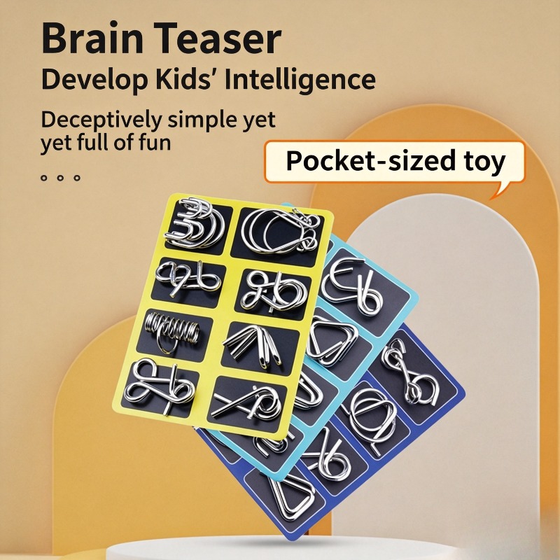 Brain Teaser Cube - Juego de 8 Rompecabezas Metálicos Clásicos,