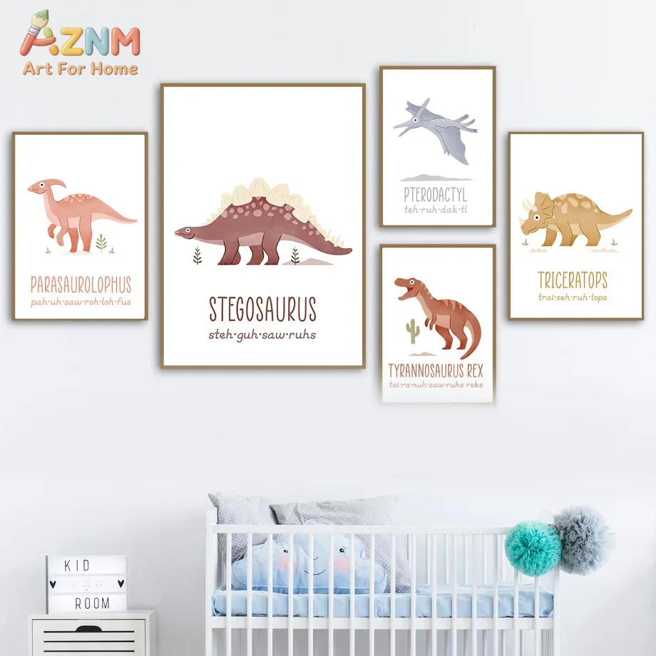 Kids Education Nursery - AZNM Lindos Cuadros de Dinosaurios en