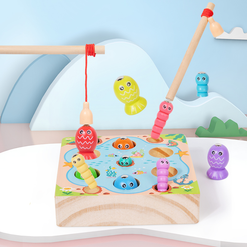 Montessori Shelf Toy - Juego de pesca de madera para