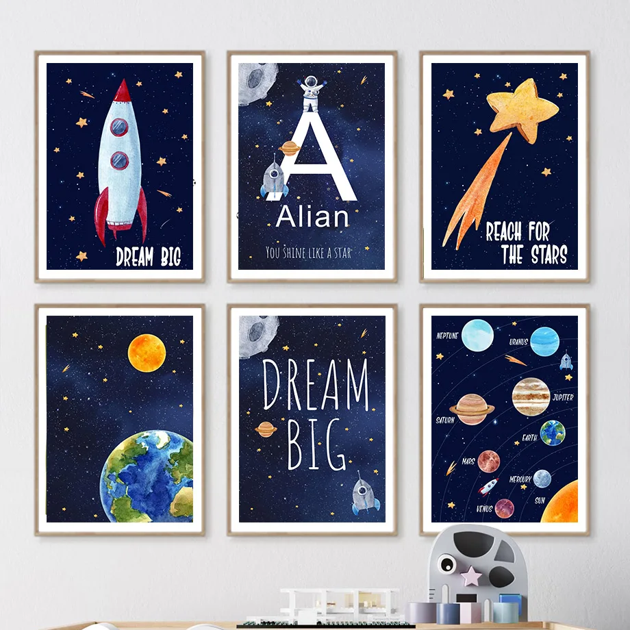 Kids Education Nursery - Pintura en lienzo personalizada con nombre,
